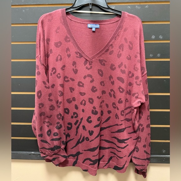 NWT Democracy Burgundy Animal Print Sweater – Size 2X
Original Price: $74 - Picture 1 of 3